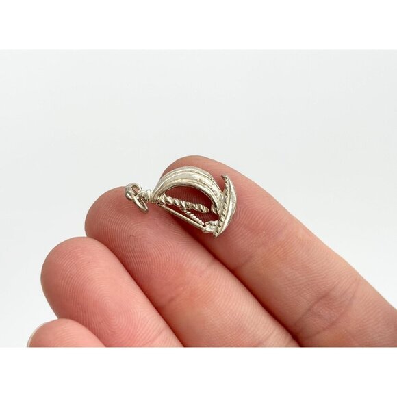 Sailboat Hand Carved Nautical Sterling Silver 925 Vintage Pendant | Charm - Picture 5 of 9